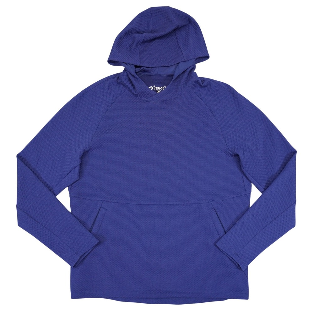 IBKUL Hoodie Popcorn Stitch Mens Medium Blue Textured Performance Pullover